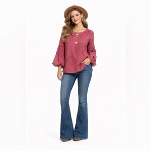 See U Soon‎  Anthropologie Rose Colored Boho Tunic Top Size Med NWT